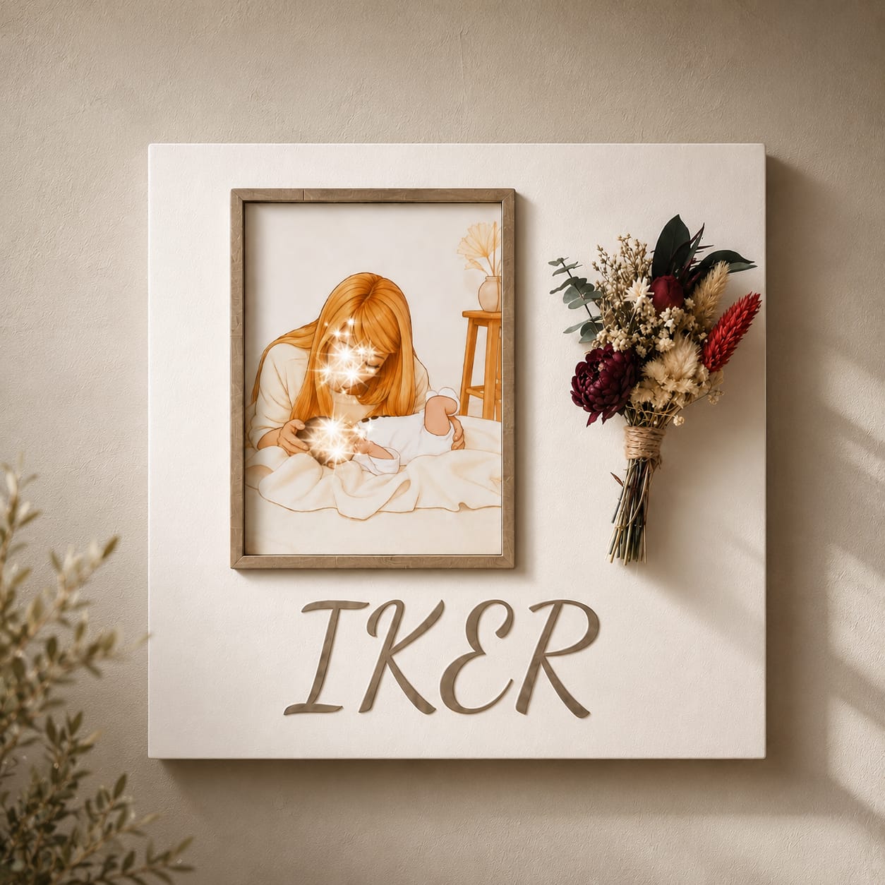 Cuadro infantil personalizado con flores